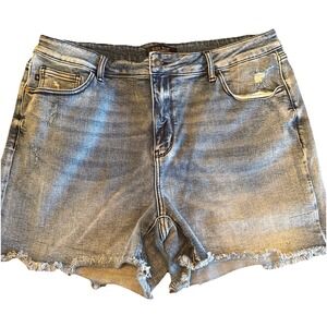 Judy Blue Women's Denim Shorts 3XL Distressed Raw Hem Stretch Jean Shorts